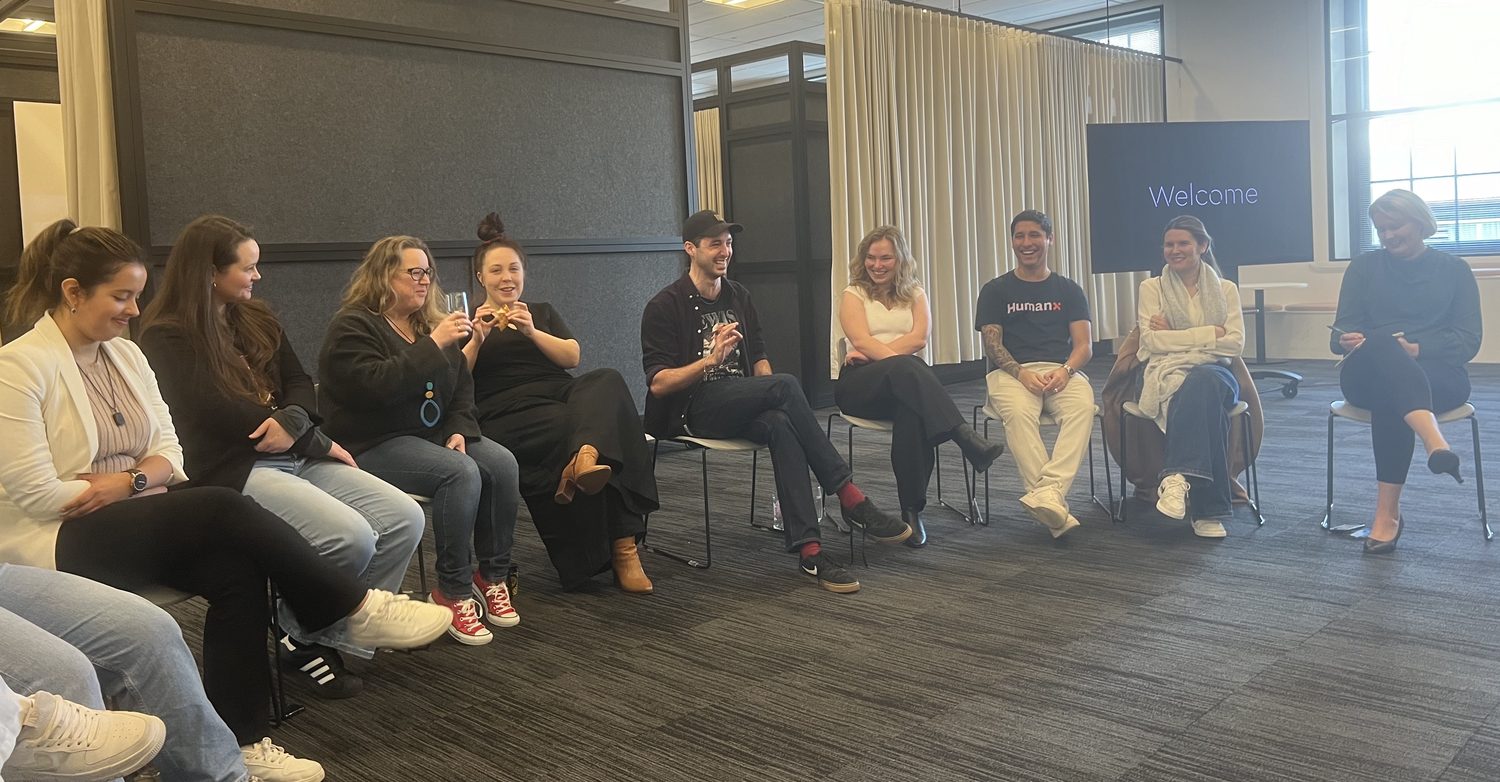 Matt running an improv workshop with a team